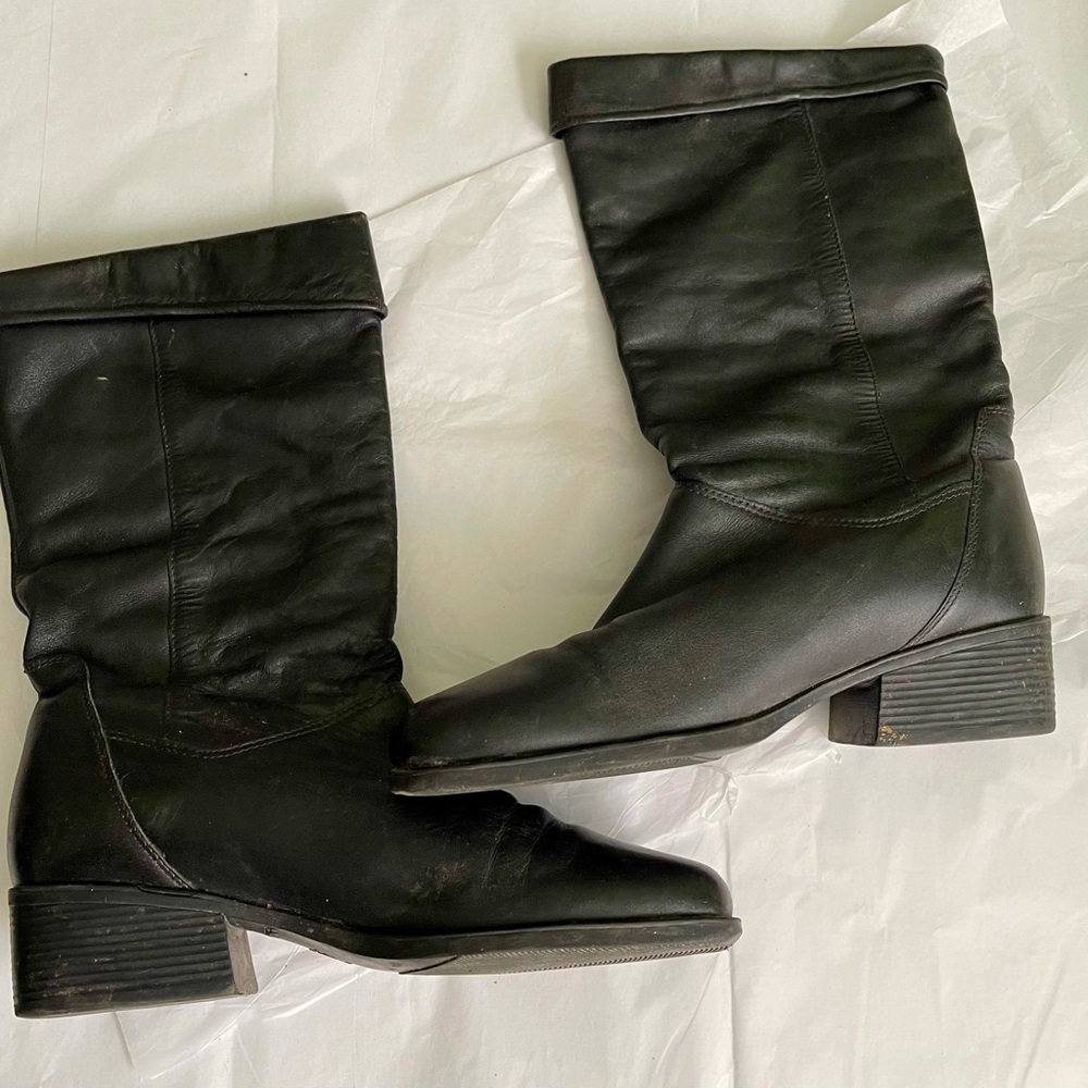 Naturalizer Real Leather Black 2” Heeled Boots 3/4